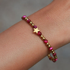 Armband Moraira Stern kirschroter Stein