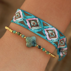 Armband facet klaver zeegroen