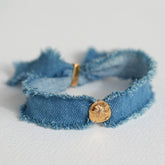 Gold denim wrap bracelet