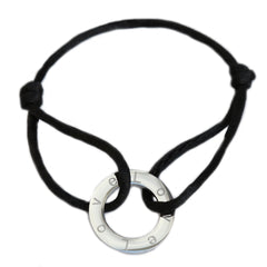 Pulsera círculo amor plata negra