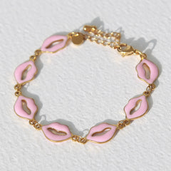 Bracelet pink lips gold