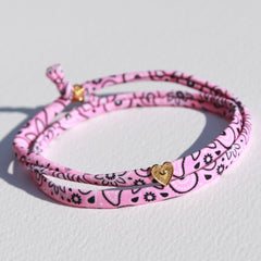Bandana pink enkelband gouden hart