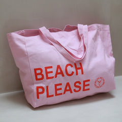 Bolsa de playa de lona, por favor, rosa
