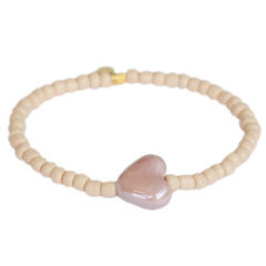 Bracelet stone heart beige