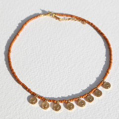 Collier Miyuki en pièces d'or couleur cognac