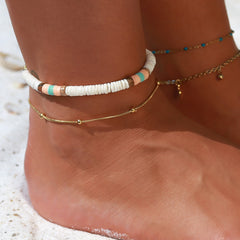 Bracelet de cheville boules dorées