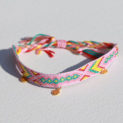 Anklet cotton aztec pink golden coin