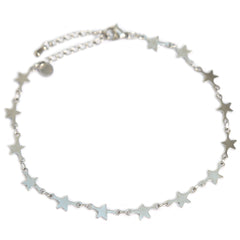 Silver anklet with stars