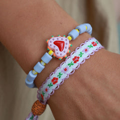 Gewebtes Armband Baumwolle Blume Flieder
