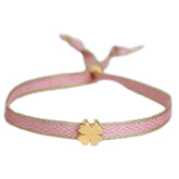 Pulsera tejida trébol rosa
