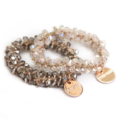 Juego de 2 gomas elásticas para el pelo Glamour en color champán y gris topo