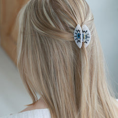 Haarklem evil eye parelmoer zwart