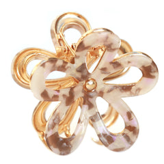 Pinza para el pelo de acero con flor en color beige topo