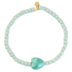 Pulsera piedra corazón verde mar