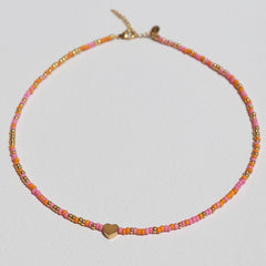 Ketting miyuki oranje roze