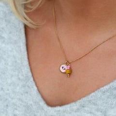 Golden necklace mystic soul eye pink
