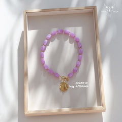 Gold necklace Rocks lilac