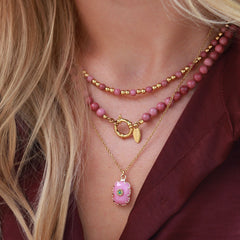 Gold necklace element stone rose quartz