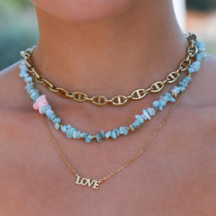 Ketting coral stone goud