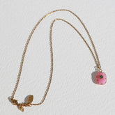 Gold necklace element stone rose quartz