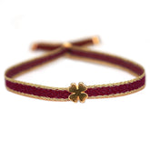 Woven bracelet clover burgundy