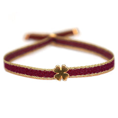Woven bracelet clover burgundy