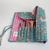 Rodillo para brochas de maquillaje azul