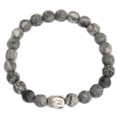 Men's bracelet gray marble buddha
