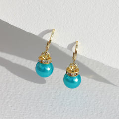 Gouden oorbellen Jingle ball blauw