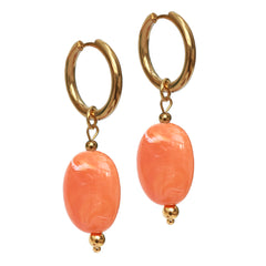 Boucles d'oreilles en or pastille orange