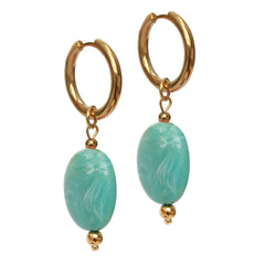 Gouden oorbellen pastille turquoise