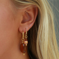 Boucles d'oreilles dorées pastille tortoise