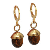 Gouden oorbellen little stone tiger eye