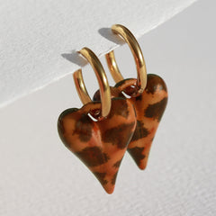 Boucles d'oreilles cœur léopard doré