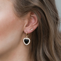 Boucles d'oreilles strass coeur noir