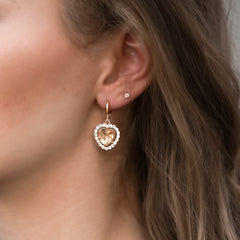 Boucles d'oreilles strass coeur champagne