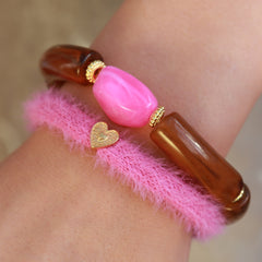 Armband penne rocks tortoise roze