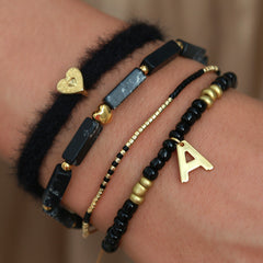 Miyuki bracelet black gold