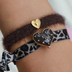 Armband studs luipaard bruin