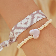 Bracelet stone heart beige