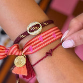 Bracelet set burgundy heart