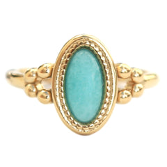 Bague dorée ovale turquoise