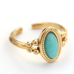 Bague dorée ovale turquoise