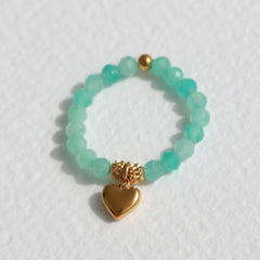 Ring facet heart turquoise