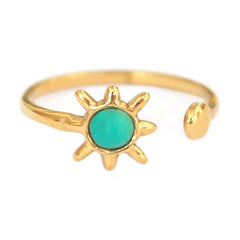 Gouden ring turquoise zon