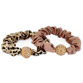 Scrunchie set rhinestone leopard