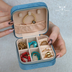 Joyero de terciopelo azul