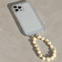 Telefonschmuck Schleife Perle Creme