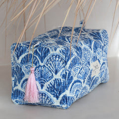 Trousse de toilette blockprint bleu marine