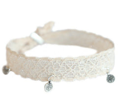 Cream-colored coin ankle bracelet